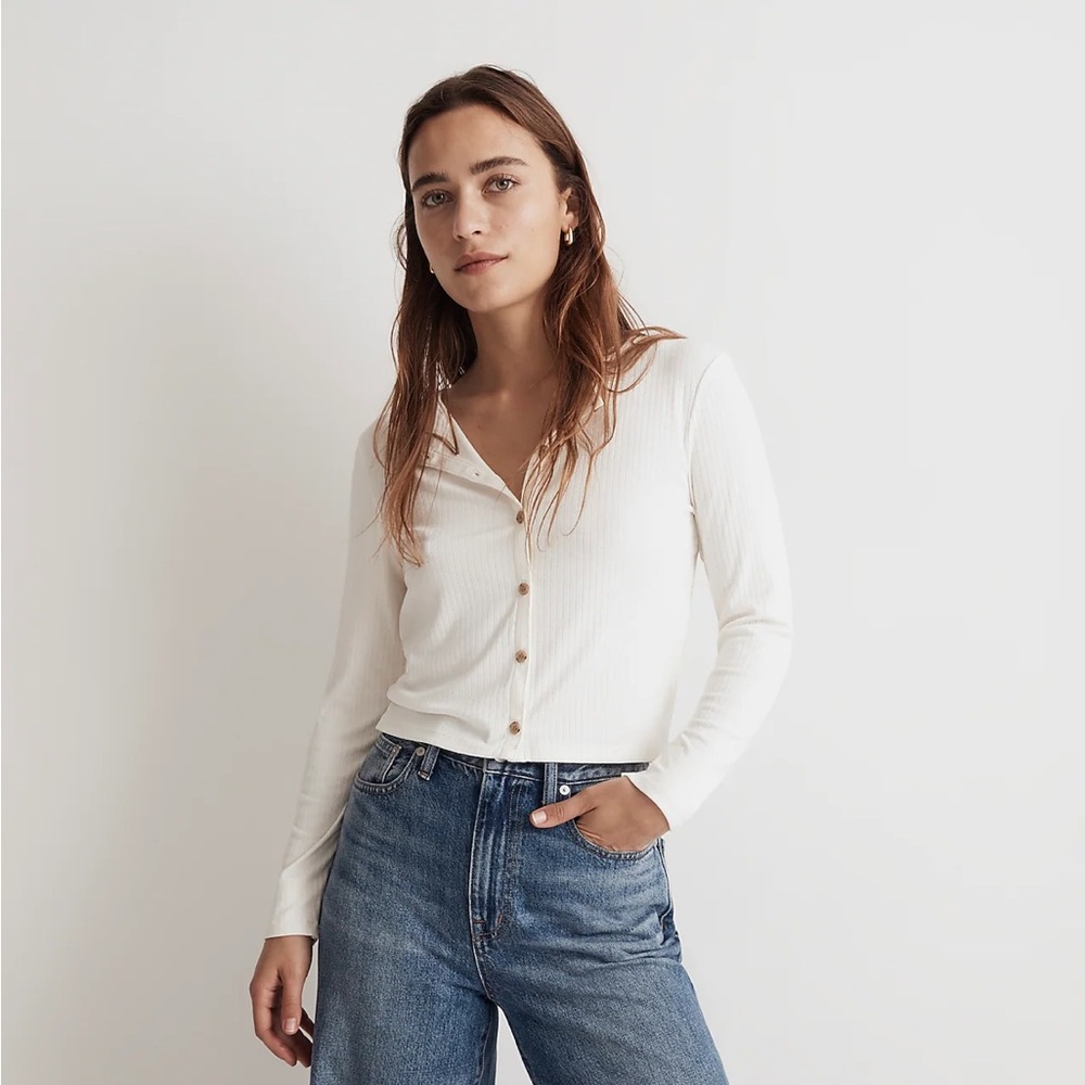 Madewell Ribbed Crewneck Cardigan